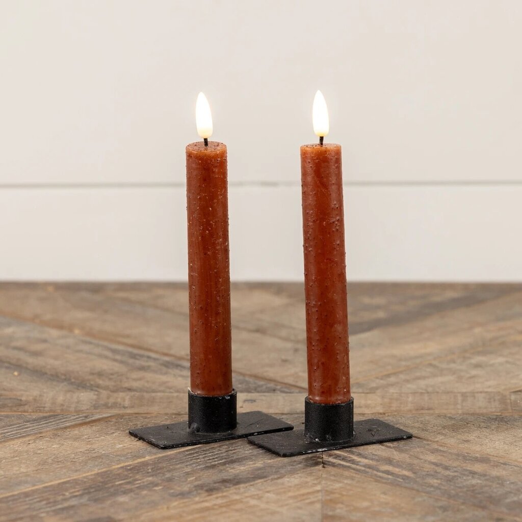BRONZE 3D Flame Taper Candle 7.25" Set of 2 NY229020