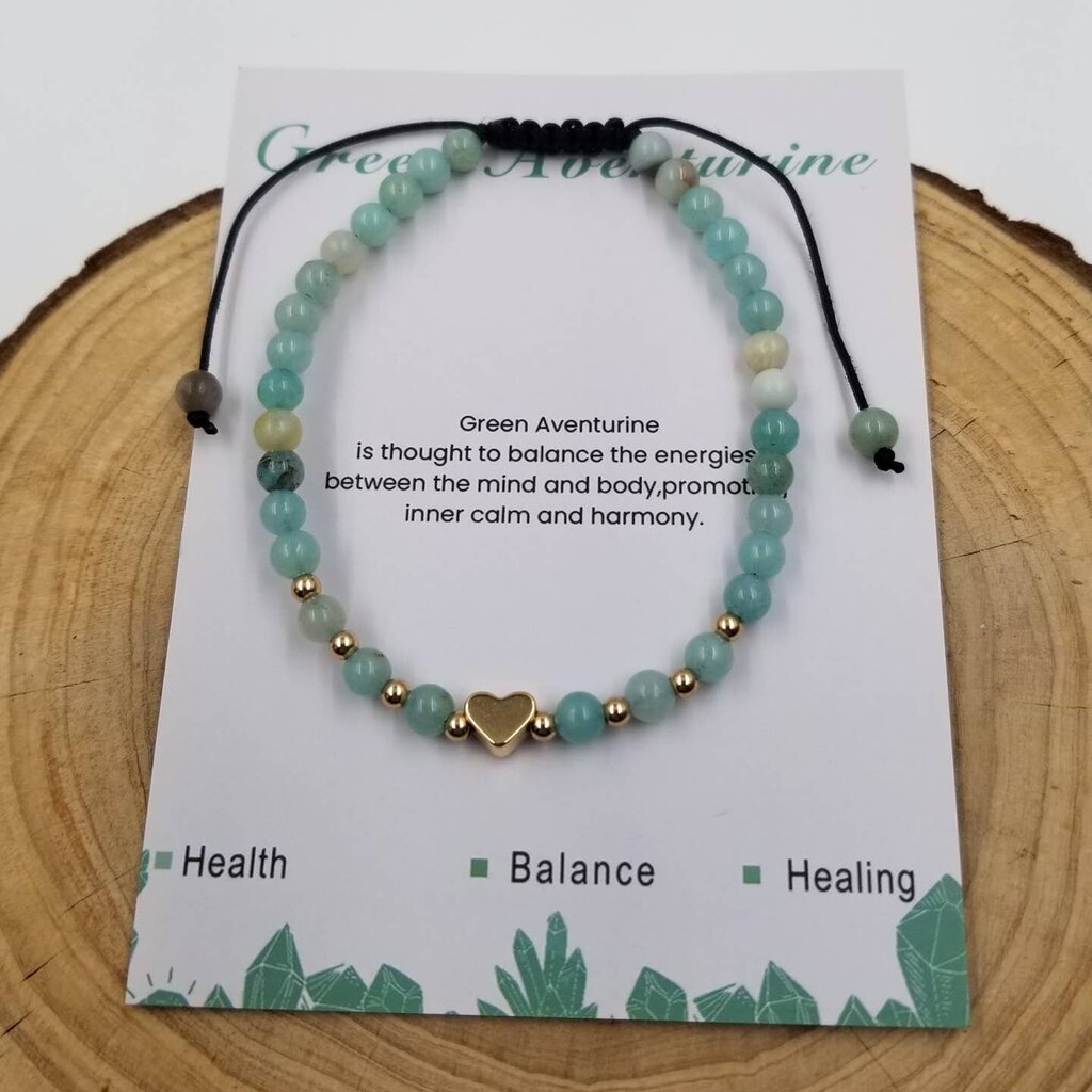 Amazonite Natural Stone Heart Bracelet 4mm CHAK1802