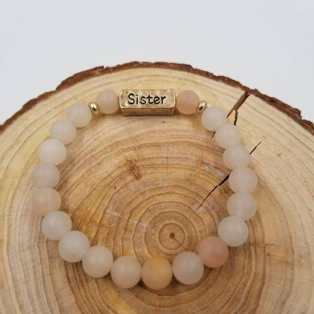 SISTER Handmade Natural Stone Beaded Bracelet PINK
