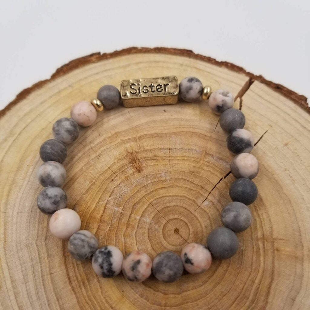 SISTER Handmade Natural Stone Beaded Bracelet GREY