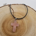 Natural Stone Cross Necklace PINK