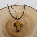 Natural Stone Cross Necklace BROWN