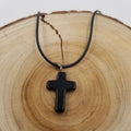 Natural Stone Cross Necklace BLACK
