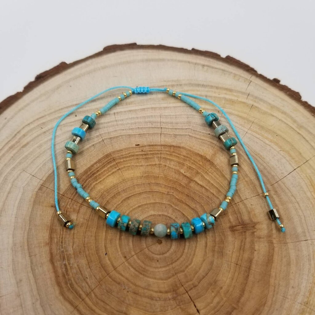 Boho Friendship Natural Stone Bracelet BLUE