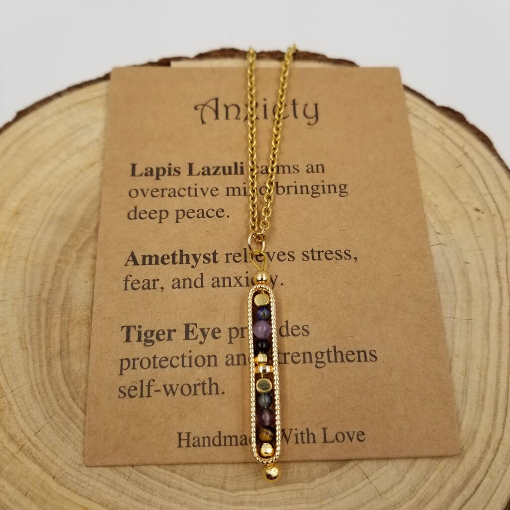 Natural Stone Wishing Bead Necklace ANXIETY