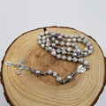Natural Stone Bead Cross Necklace WHITE
