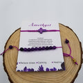 Natural Stone Bead Cross Bracelet Set PURPLE Amethyst