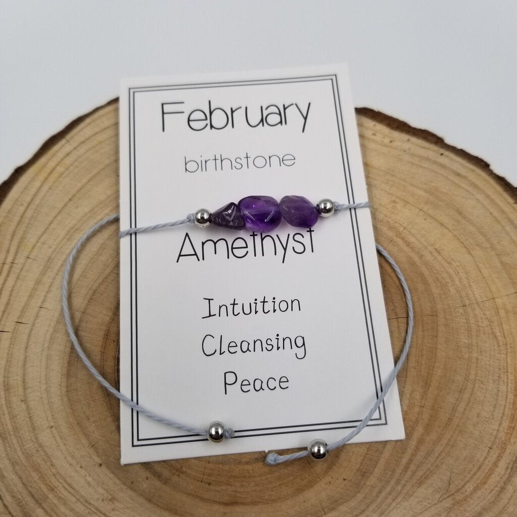 Handmade Birthday Stone Natural Stone Bracelet FEBRUARY
