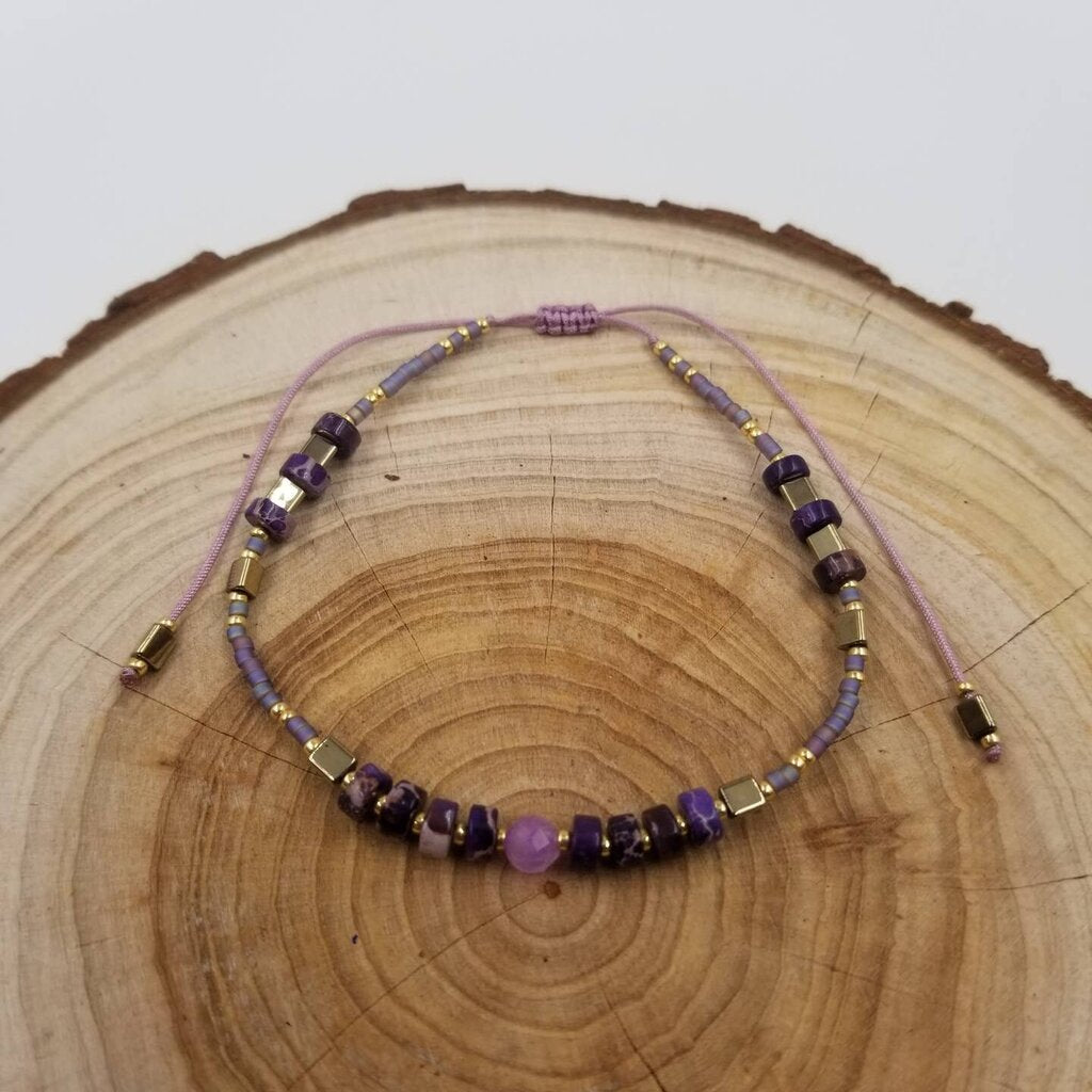 Boho Friendship Natural Stone Bracelet PURPLE
