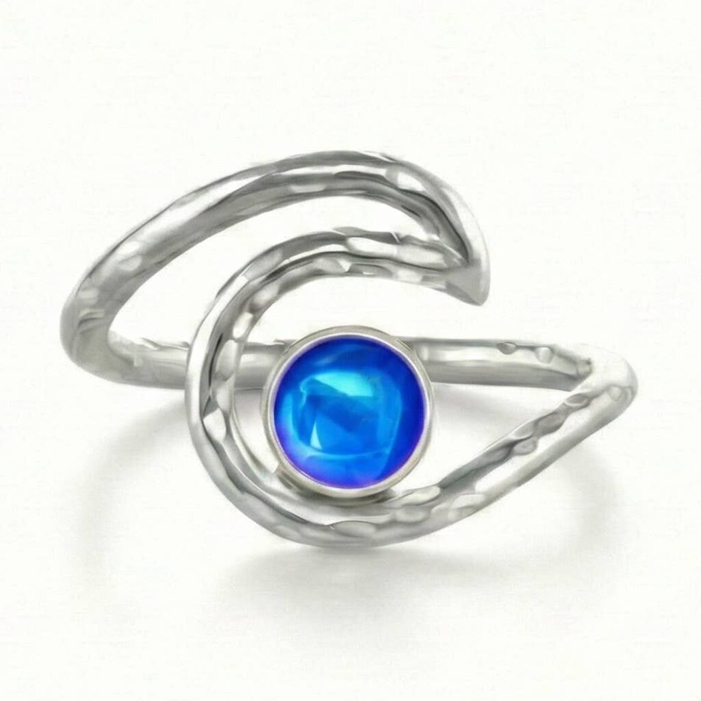 Wave Ring Sterling Sliver Polished BLUE RIN-108-PB