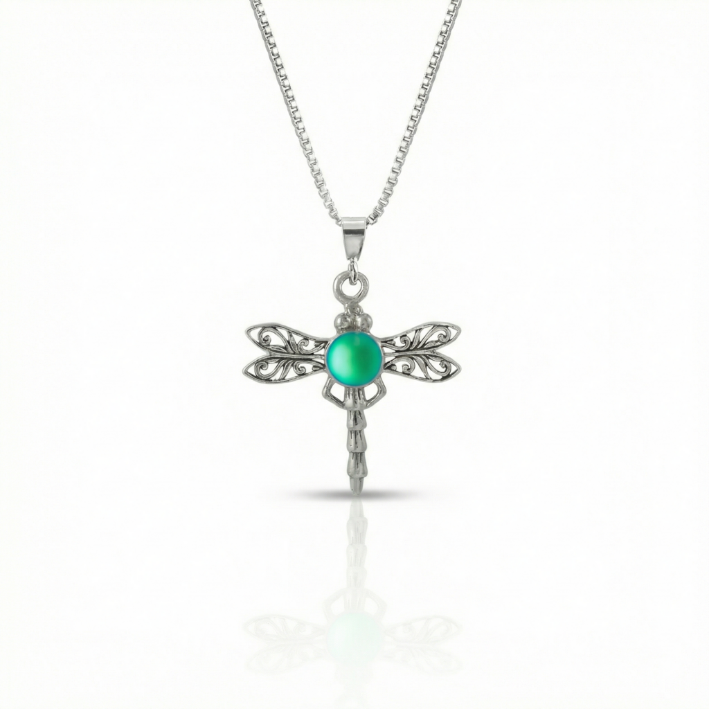 Small Dragonfly Pendant Frosted GREEN PEN-110-FG