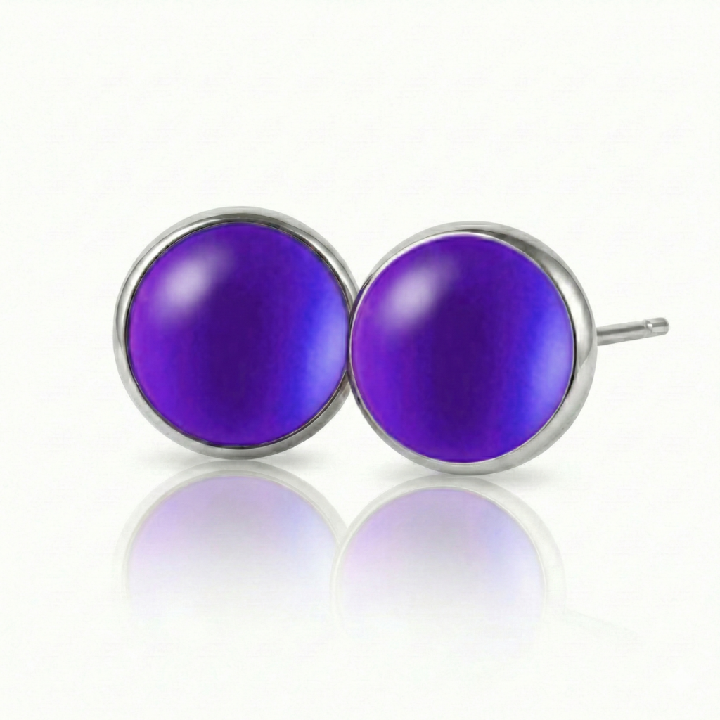 Stud Earrings Frosted Violet EAR-040-FV