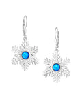 SS Snowflake Earrings Polished BLUE EAR-522-PB