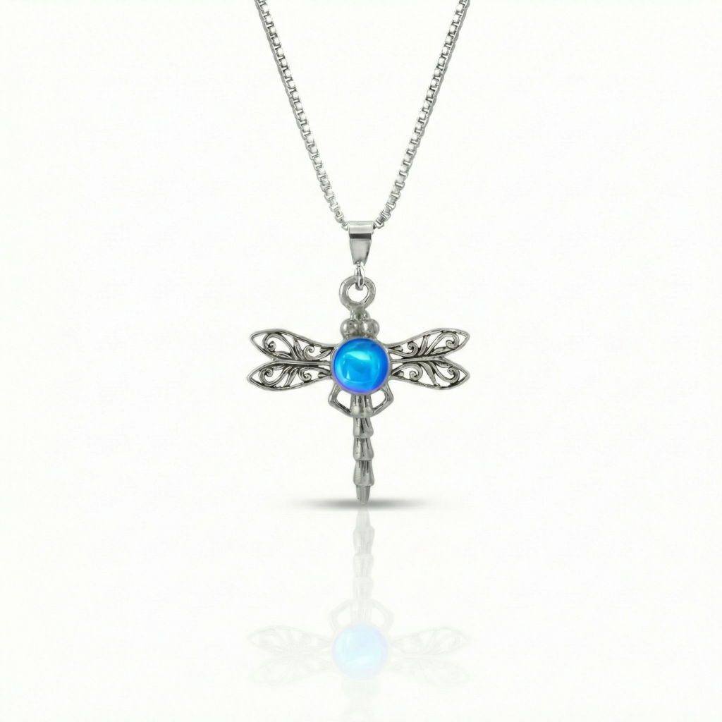 Small Dragonfly Pendant Polished BLUE PEN-110-PB