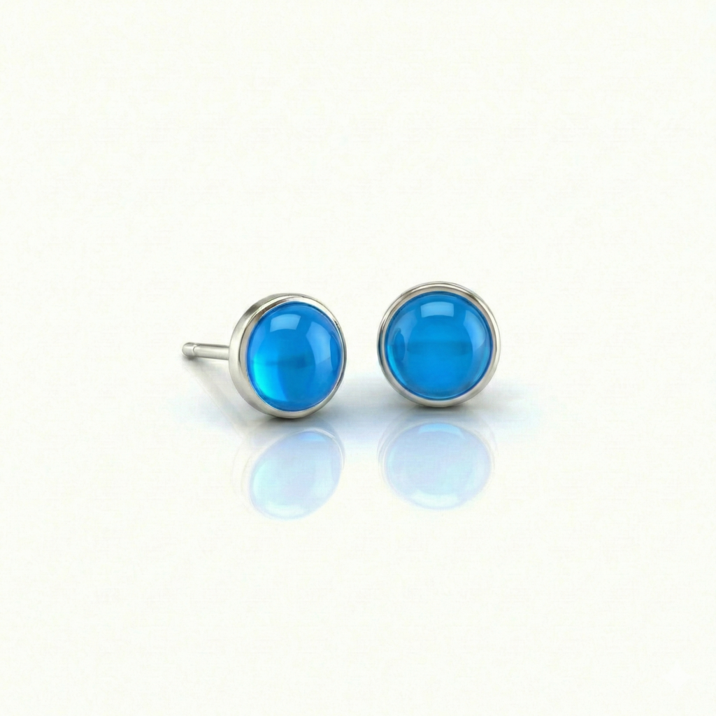 Crystal Stud Earrings Polished BLUE EAR-035-PB