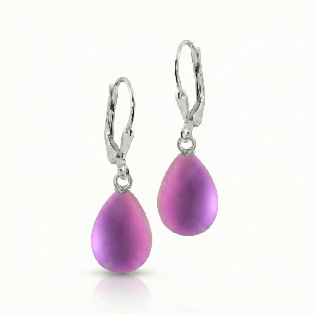 Frost PINK Sterling Silver Dangle Earrings EAR-020FP