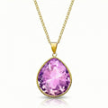 Teardrop Crystal Pendant Gold Stainless Steel PINK NEC-002-GP