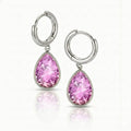 Teardrop Crystal Stainless Steel PINK Earrings EAR-015-SP