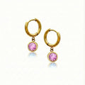 Lunar Hoop Earrings Gold Stainless Steel PINK EAR-012-GP