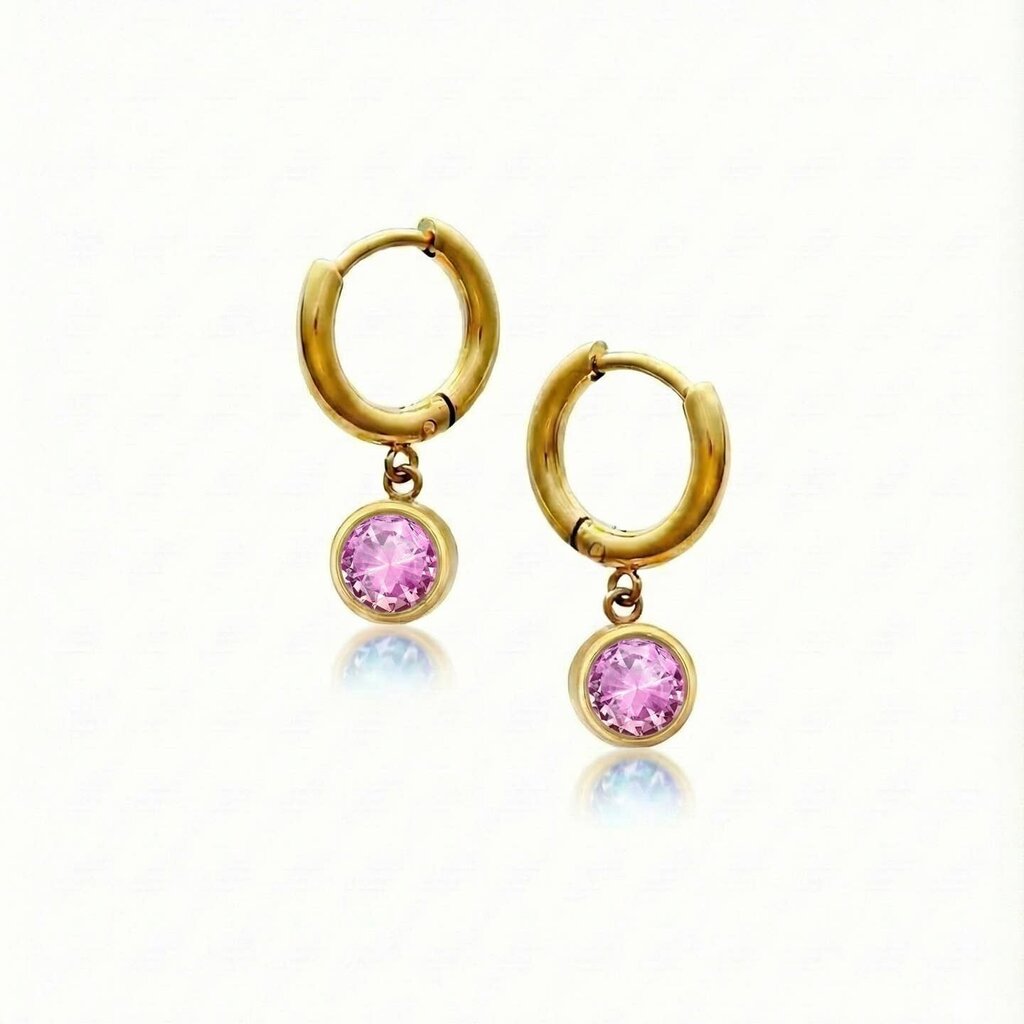 Lunar Hoop Earrings Gold Stainless Steel PINK EAR-012-GP