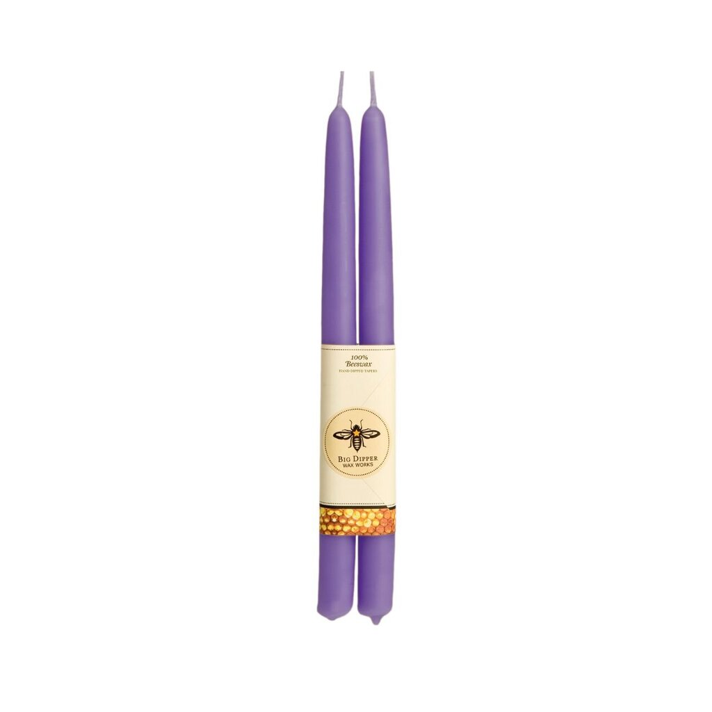 Lilac 12" 100% Beeswax Hand Dipped Taper Candle