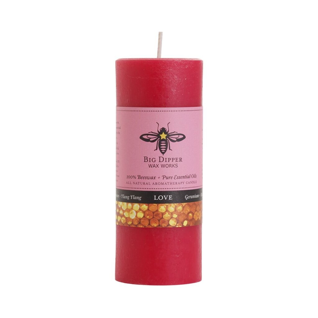 Beeswax Aromatherapy Pillar Candle 2X4.75 Love (Geranium + Ylang Ylang)