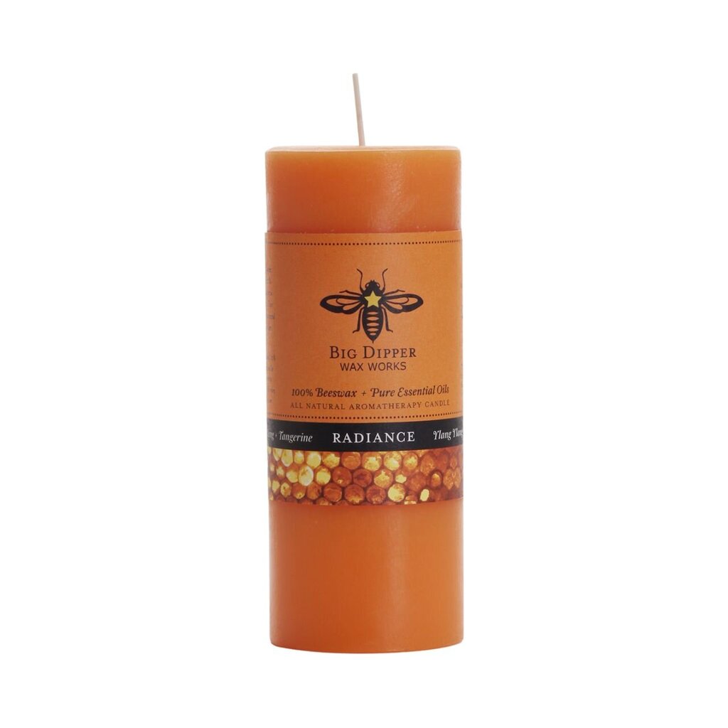 Beeswax Aromatherapy Pillar Candle 2X4.75 Radiance (Tangerine + Ylang Ylang)