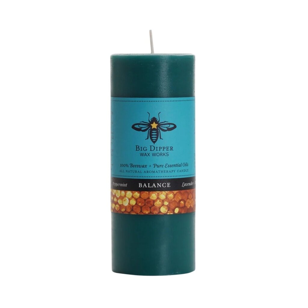 Beeswax Aromatherapy Pillar Candle 2X4.75 Balance (Lavender + Peppermint)