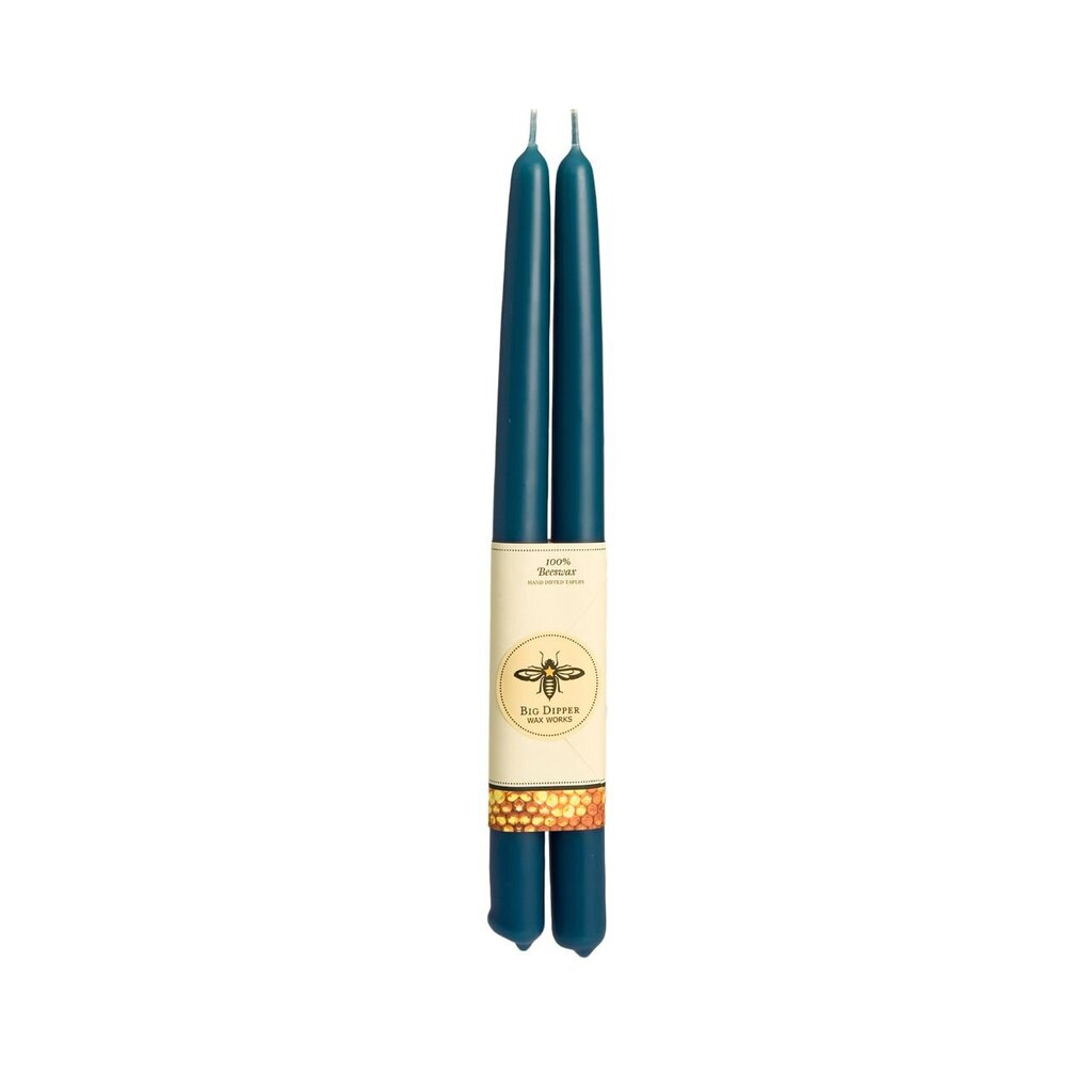 TEAL 12" 100% Beeswax Hand Dipped Taper Candle