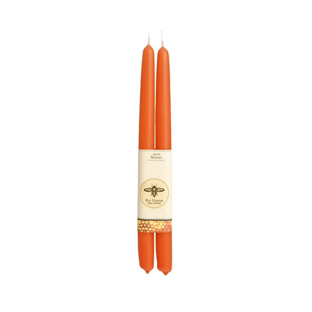 PUMPKIN 12" 100% Beeswax Hand Dipped Taper Candle