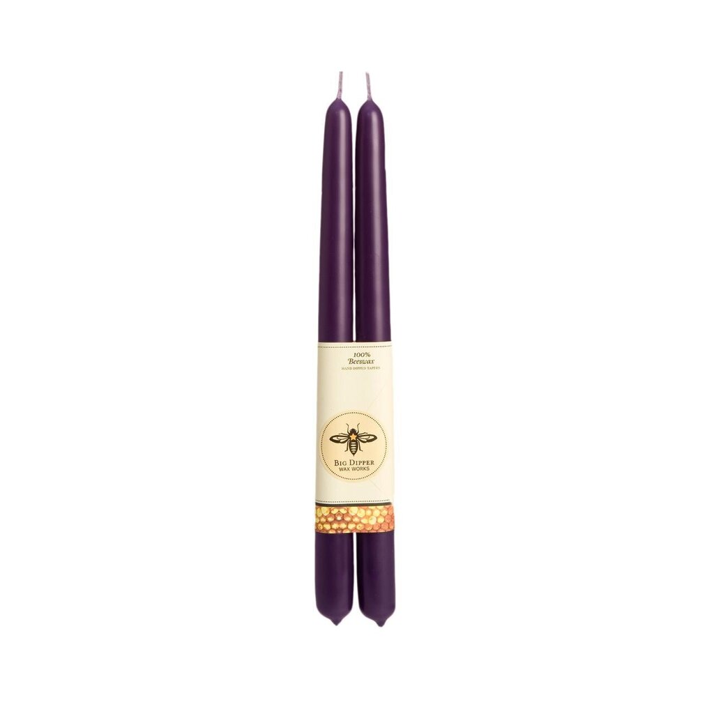 EGGPLANT 12" 100% Beeswax Hand Dipped Taper Candle
