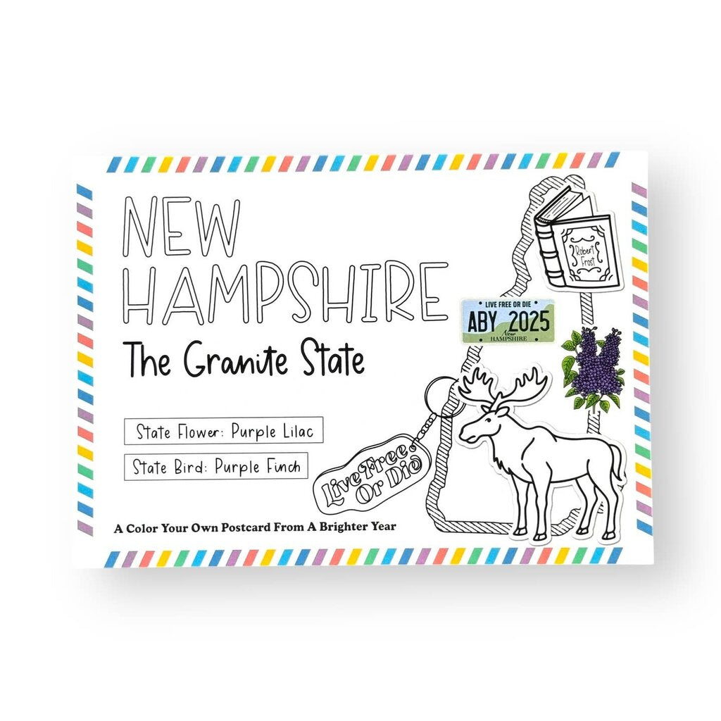 Color Your Own New Hampshire State Postcard