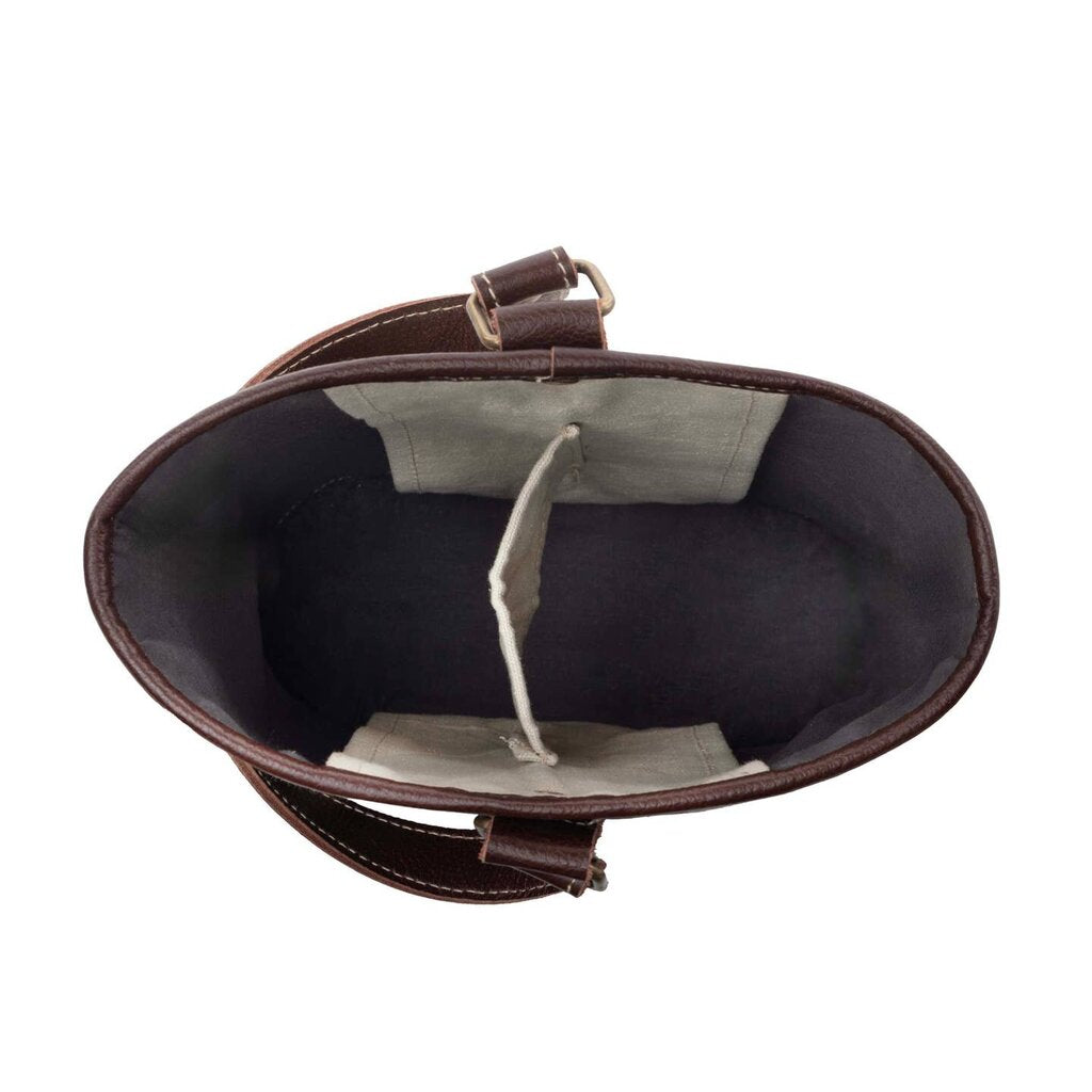 Textura Cotton + Leather Wine Holder Mocha Cream S-14380