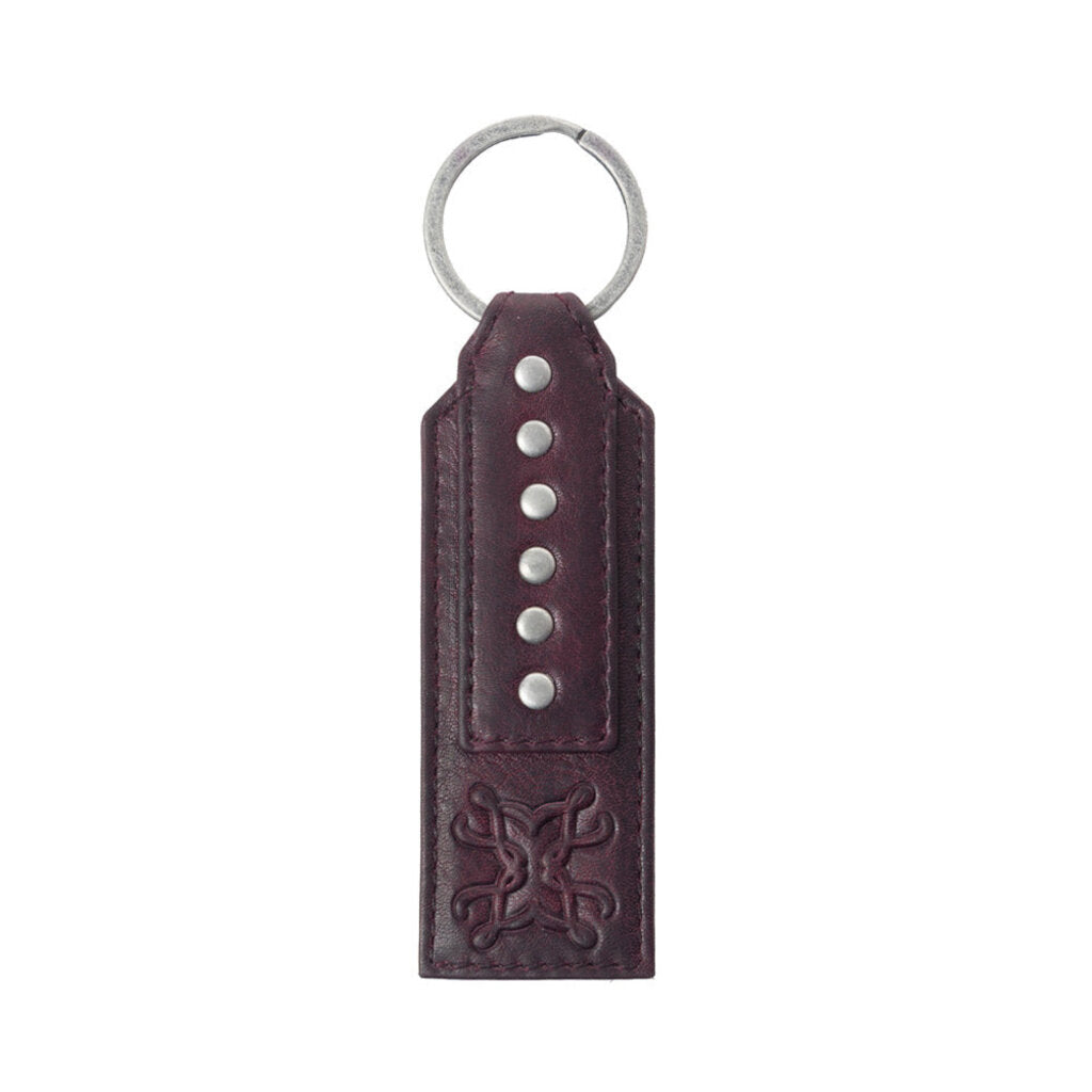 Zidana Highland Studded Veg Tanned Leather Myra Keyfob Maroon Smoke S-13865