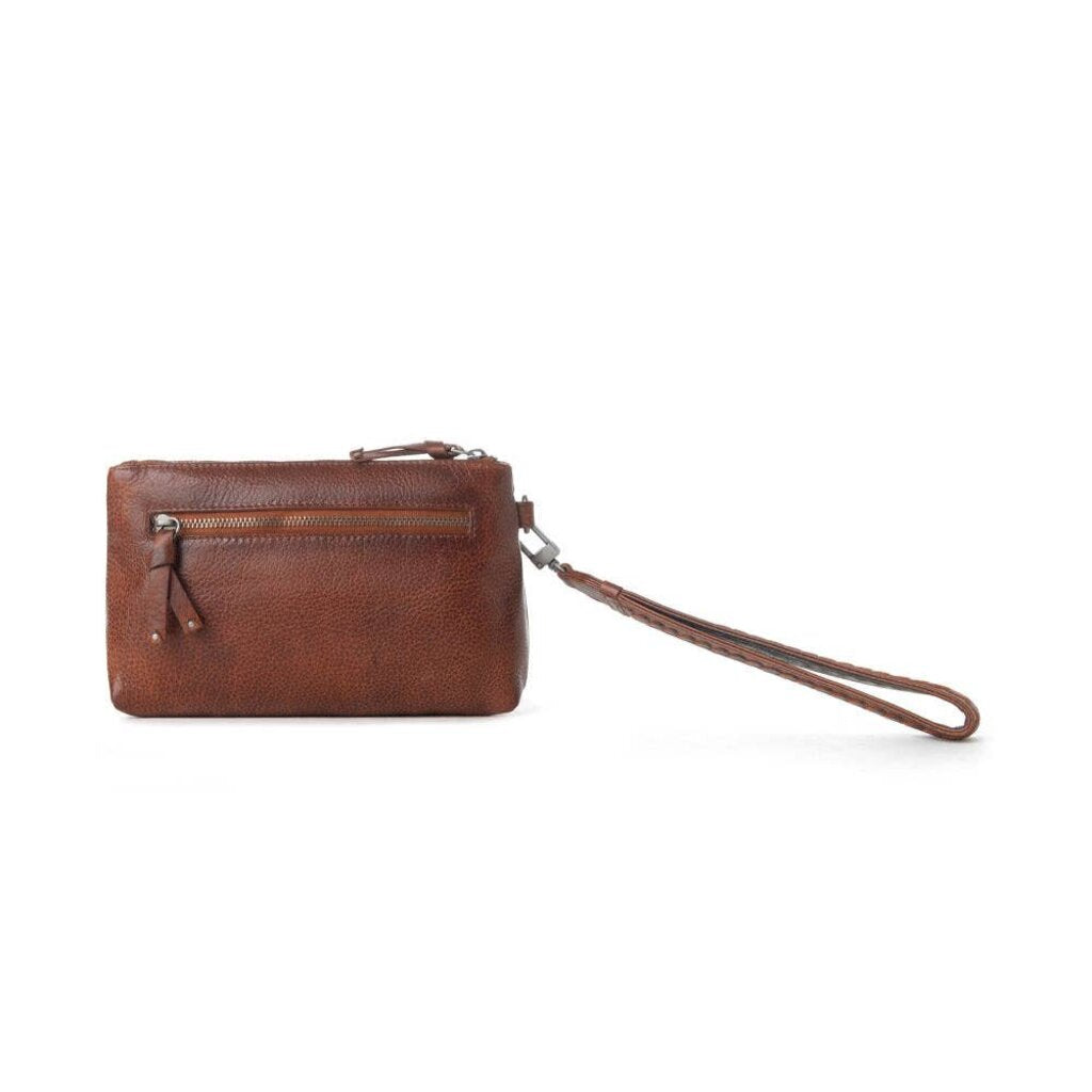 Zidana Ethel Mini Veg Tanned Leather Wristlet Redwood S-13854