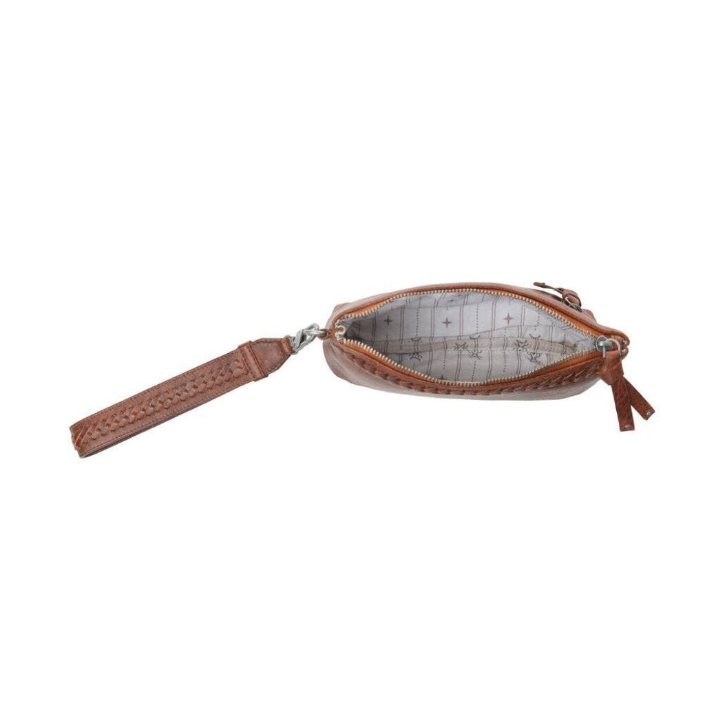 Zidana Ethel Mini Veg Tanned Leather Wristlet Redwood S-13854