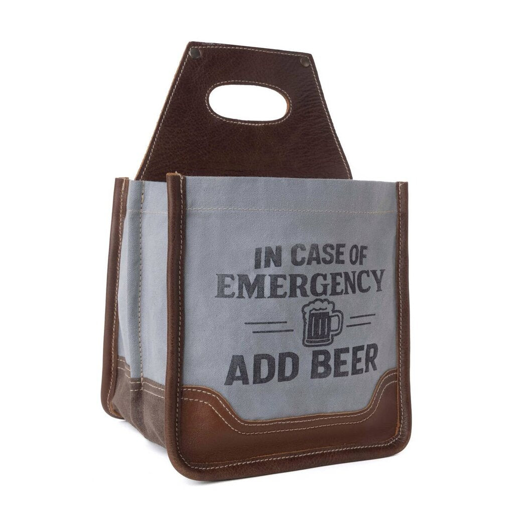Barrelcut Leather + Canvas Beer Holder Cedar White S-14381