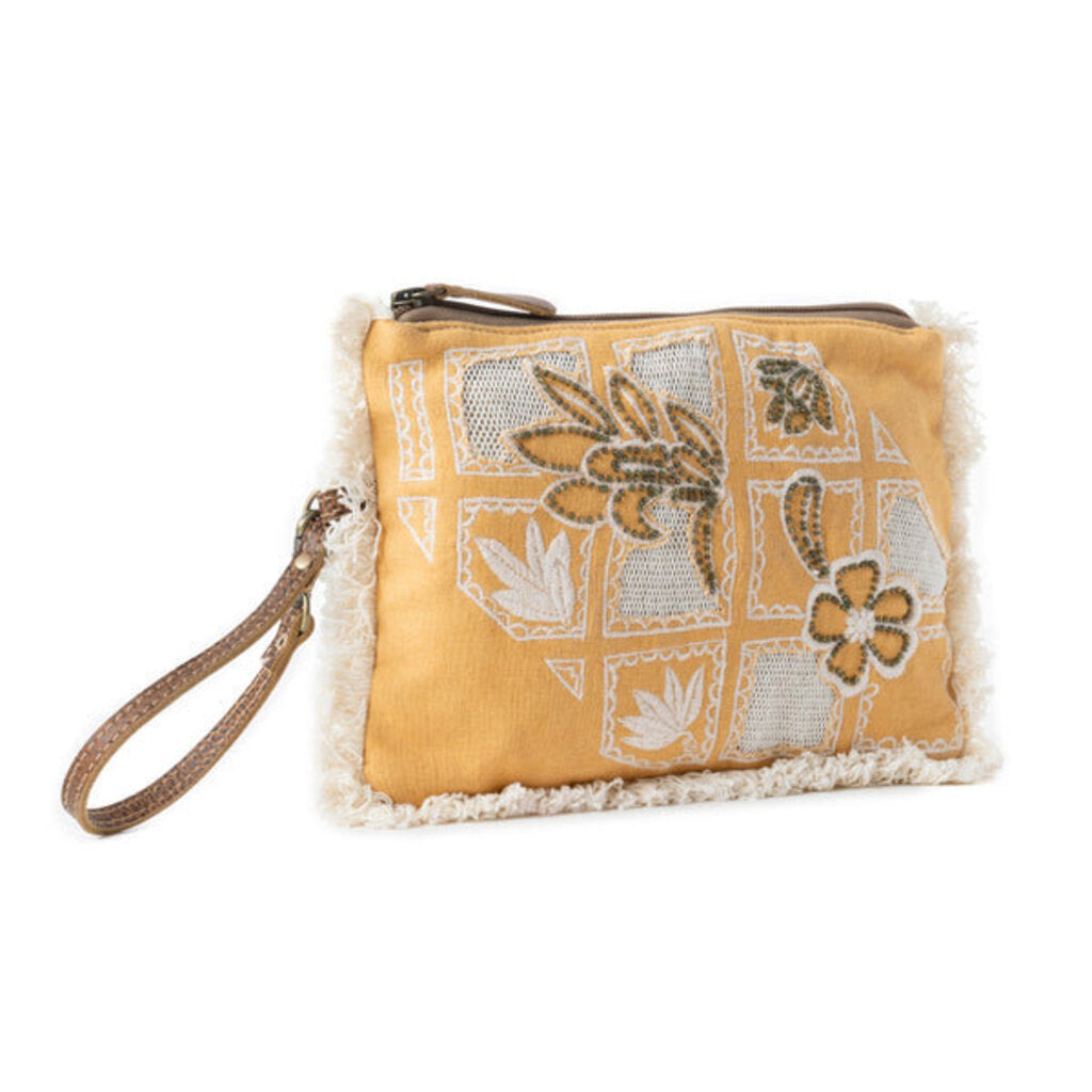 Amber Harvest Embroidered Myra Pouch Sunshine Tan S-12808