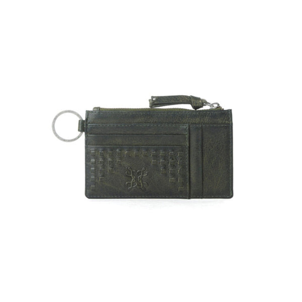 Myra Zidana Vino Braided Veg Tanned Leather Wallet Moss Noir S-13861