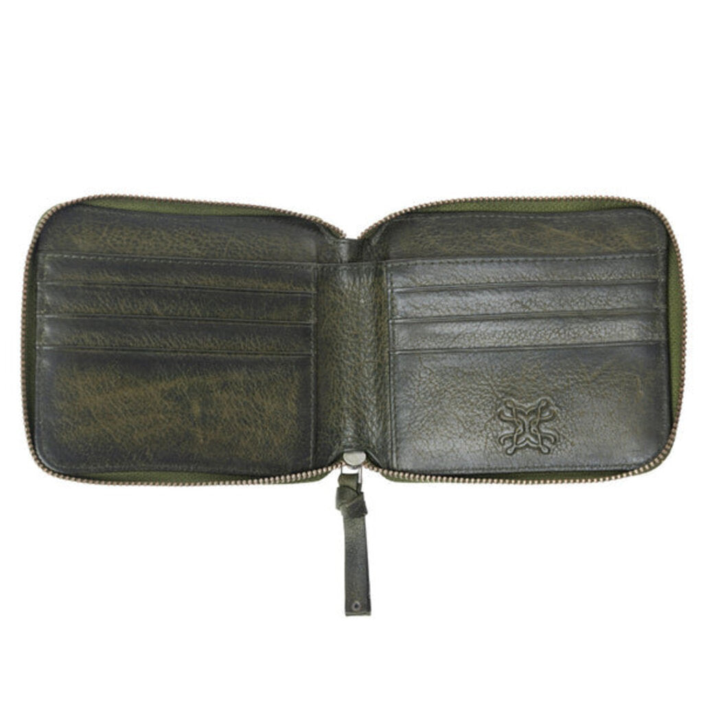 Zidana Dante Men's Veg Tanned Leather Wallet Army Ivy S-13879
