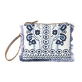 Mynora Sky Embroided Myra Pouch in Artisanal Blue S-12807