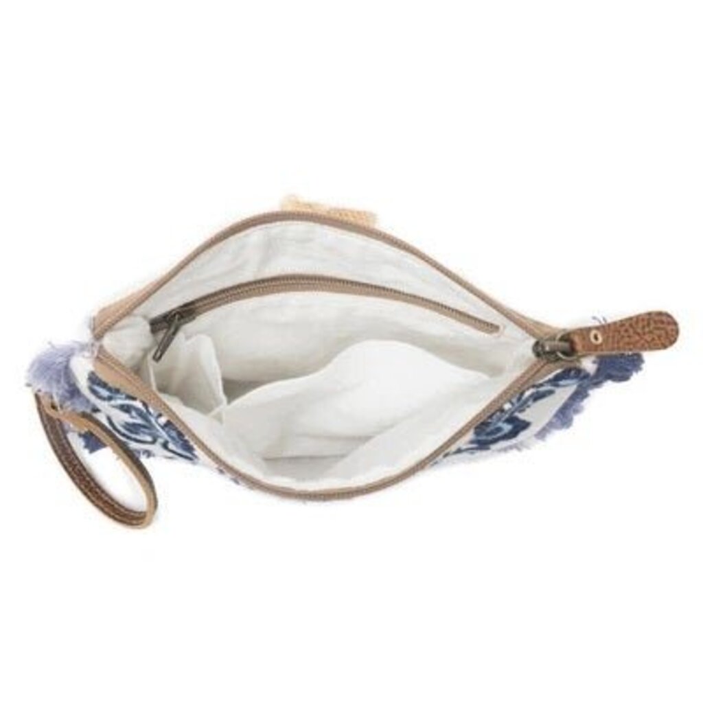 Mynora Sky Embroided Myra Pouch in Artisanal Blue S-12807