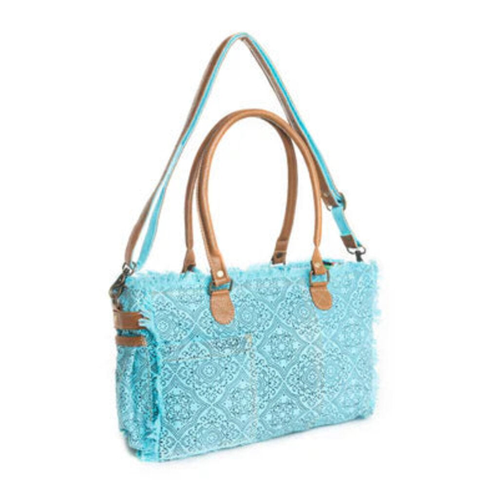Triple Fork Ranch Myra Tote Bag In TURQUOISE S-9979