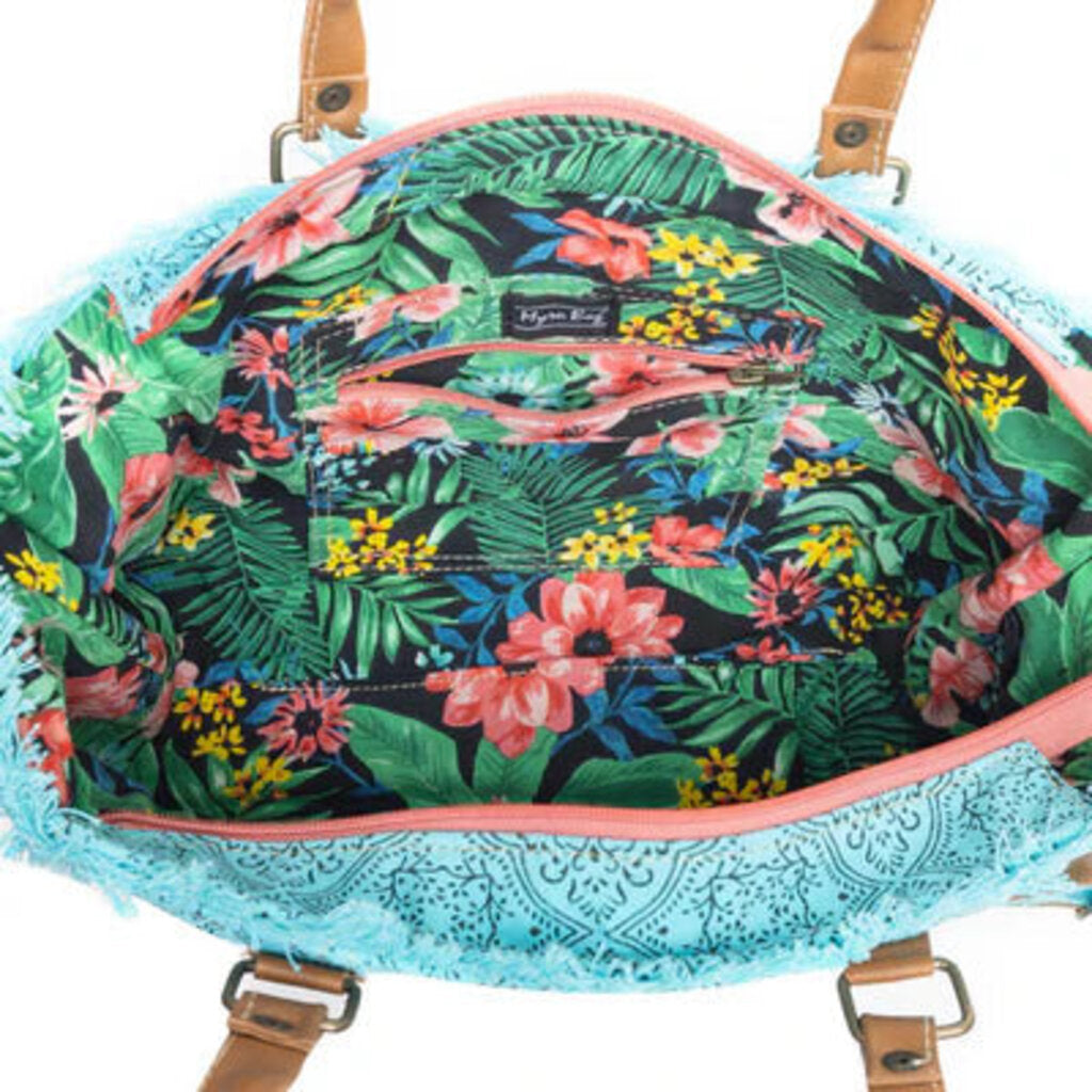 Triple Fork Ranch Myra Tote Bag In TURQUOISE S-9979