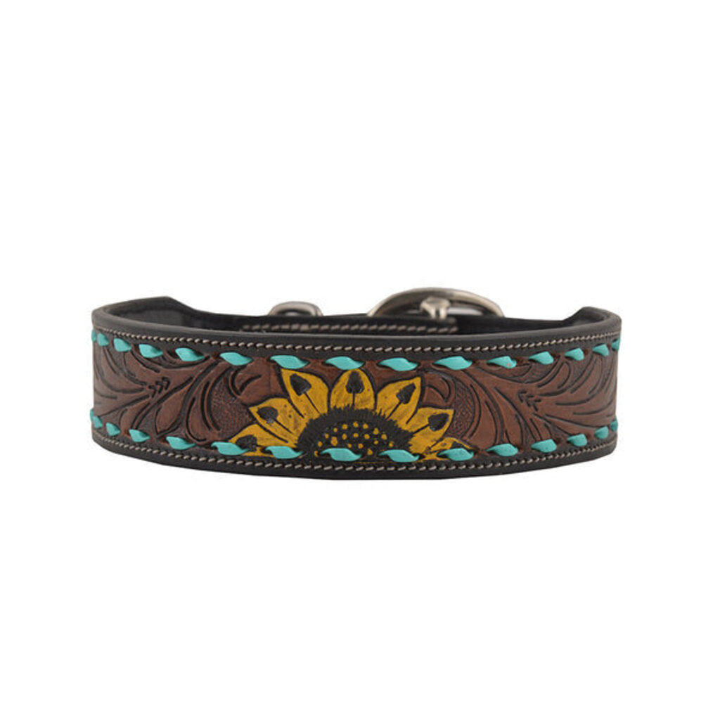 Scenic Hand Tooled Leather Dog Collar XSM S-5757