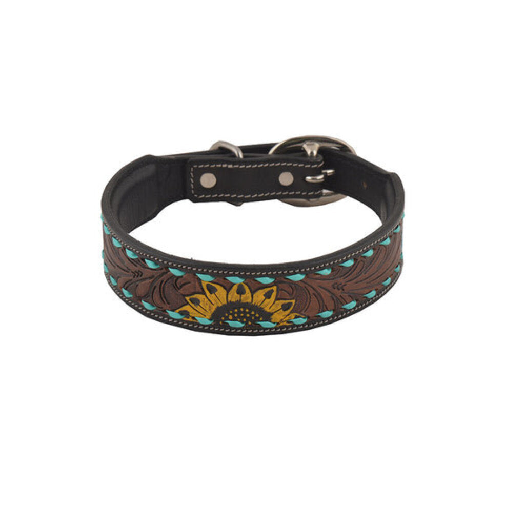 Scenic Hand Tooled Leather Dog Collar S-5757 SM