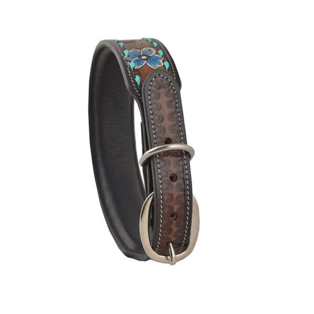 Scenic Hand Tooled Leather Dog Collar XSM S-5757