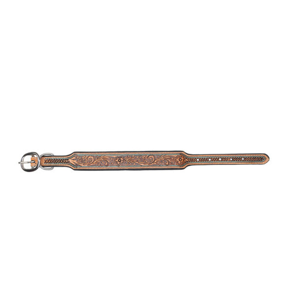 Trusted Amigo Hand Tooled Leather Dog Collar S-10200 SM