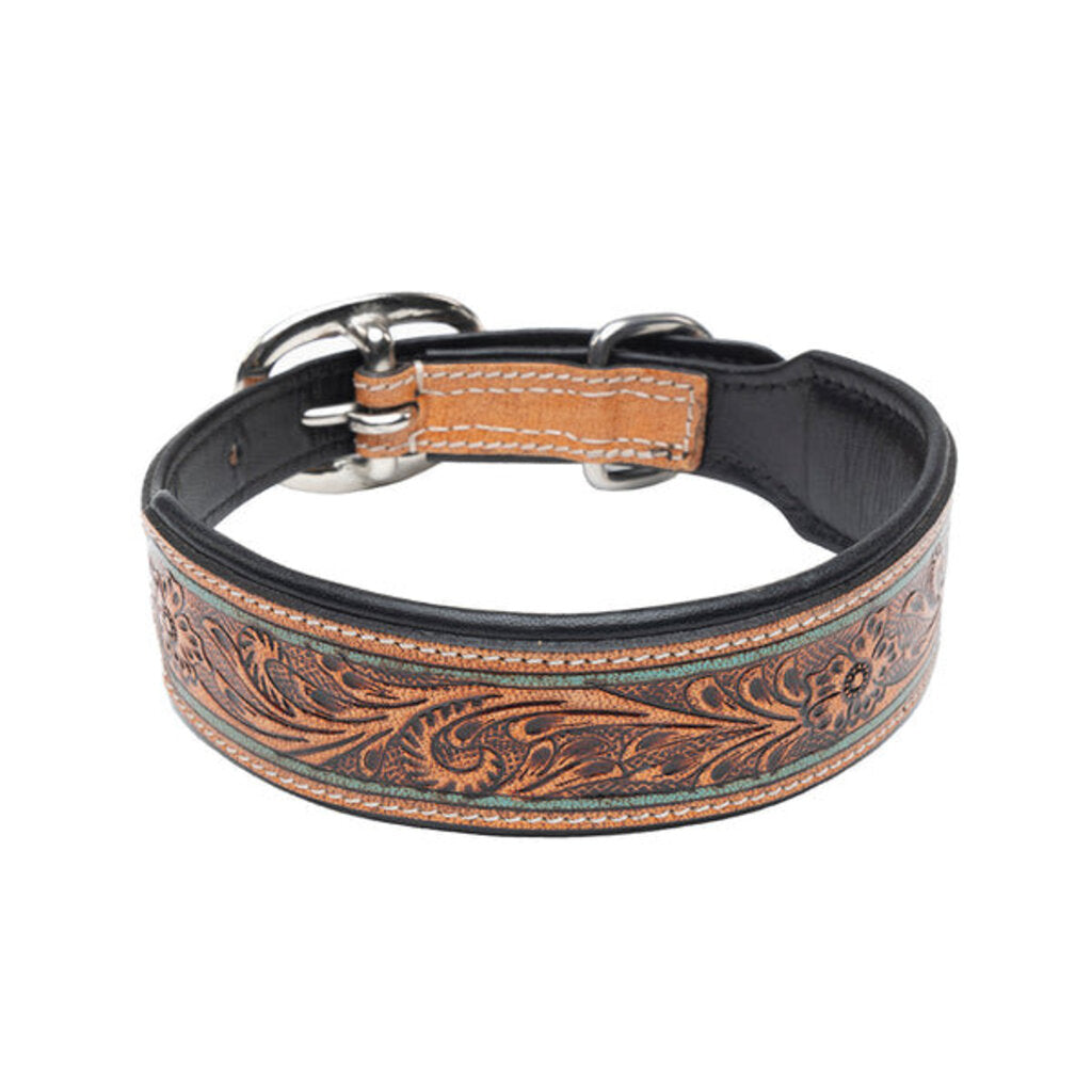 Trusted Amigo Hand Tooled Leather Dog Collar S-10200 SM