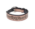 Cow Dog Trail Hand Tooled Leather Dog Collar S-10199 SM